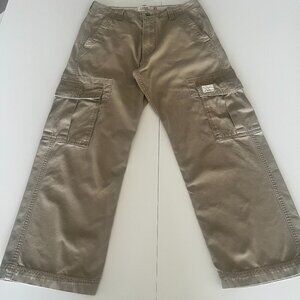 Levis MENS 32x30 Khaki Cargo Loose Straight Pants Baggy VINTAGE Y2K Flap Pockets